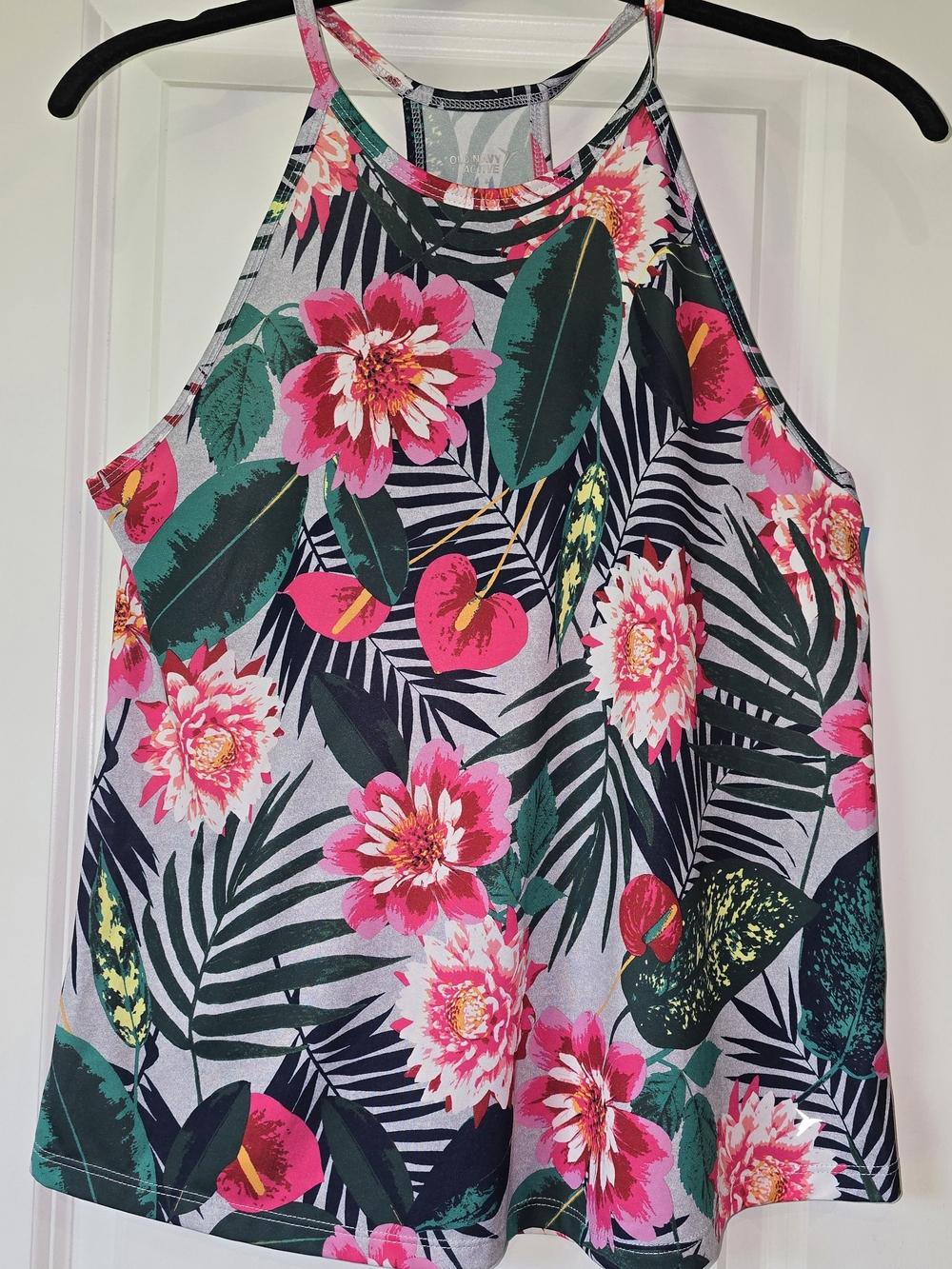 Old Navy Tropical Floral Halter Tank - Pink & Green - Picture 1 of 2